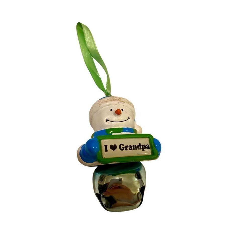 I Love Grandpa Snowman Bell Christmas Ornament Xmas Holiday